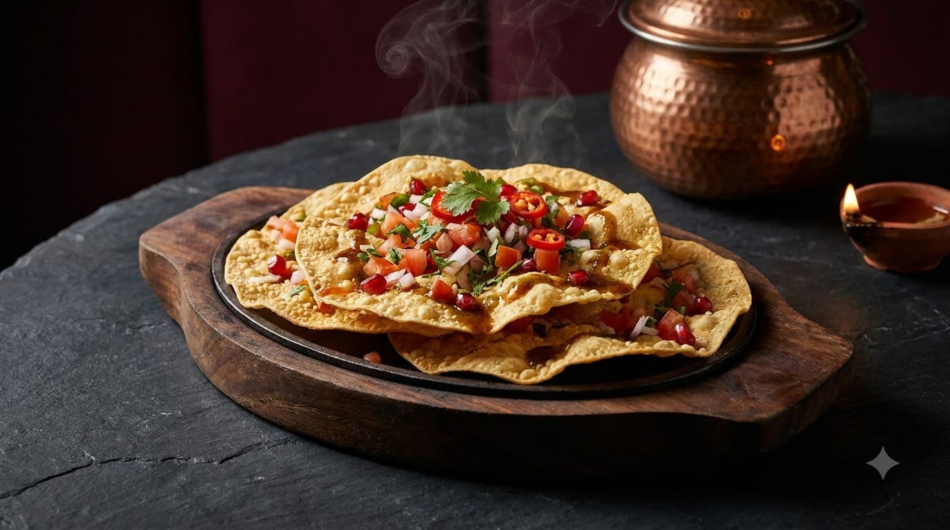 Masala Poppadoms and Chutneys